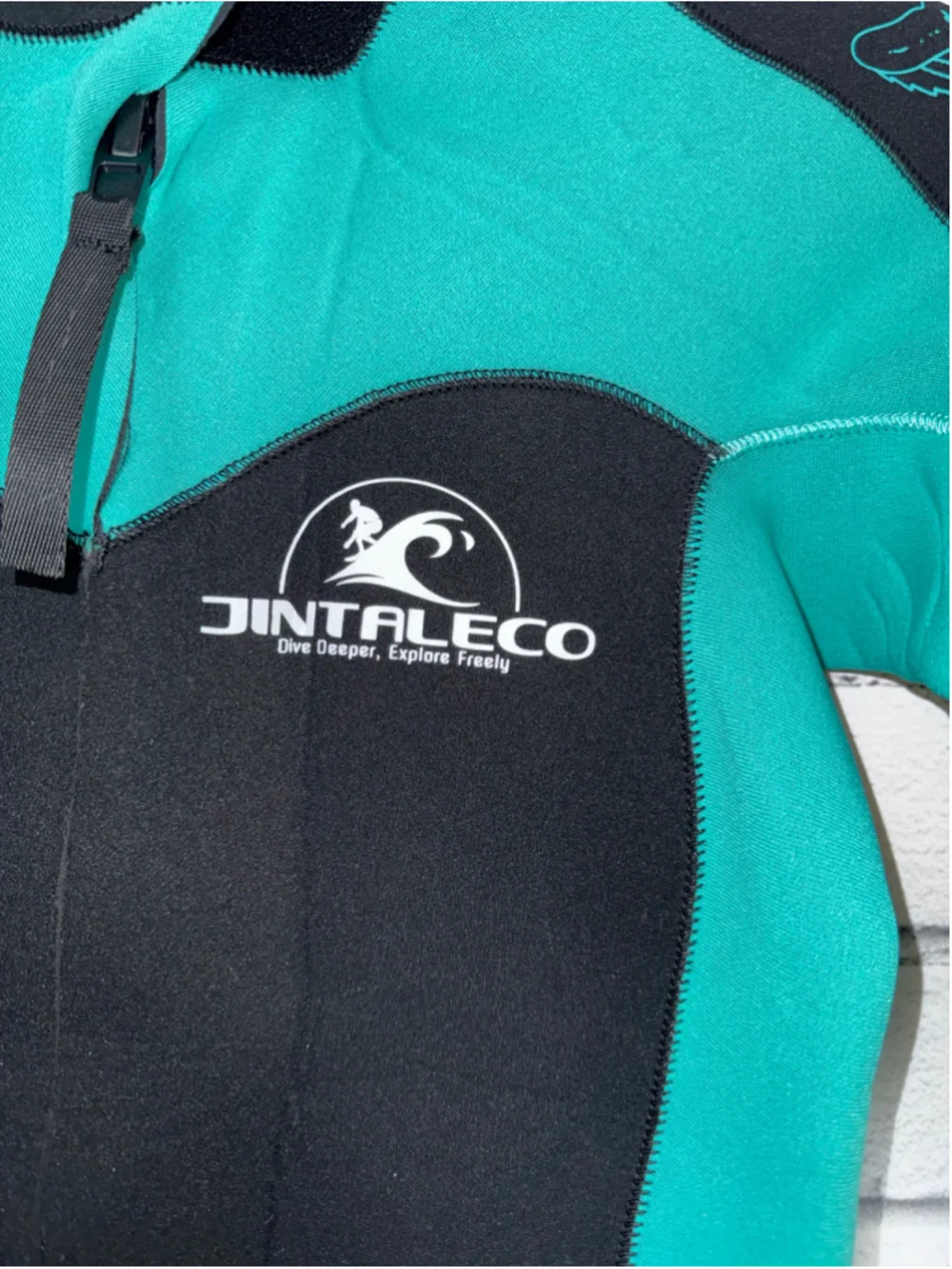 Women's Jintaleco Wetsuit One Piece Swimsuit Black Teal Neoprene Cold Water NWOT